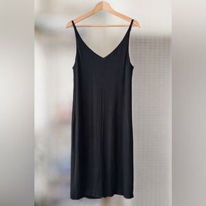 Black Viscose Slip Dress V Neck Spaghetti Strap US 6